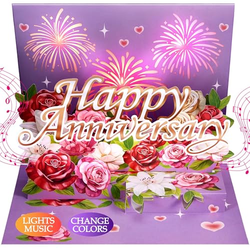 Airpark Anniversary Card with Music & Lights, 3D Pop Up Happy Anniversary Cards for Him Her Husband Wife Men Women, Ideal ...