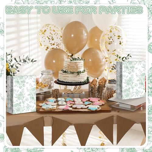 Kolldenn 24 Pcs Sage Green Floral Gift Bags with Handles Wildflower Party Favor Candy Treat Goodie Bags Scalloped for Birt...