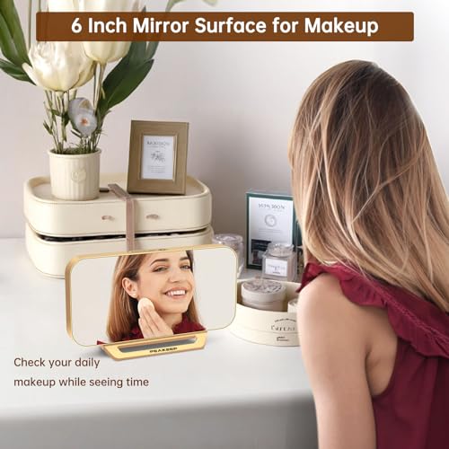 Peakeep Slim Digital Mirror Aesthetic Alarm Clock for Bedrooms Desk Decor - Plug in Electric Big LED Modern Small Clock fo...