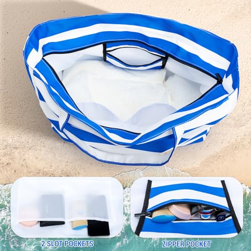 Iioscre Beach Bag for Women, Causal Hobo Pool Bags with Zipper Inner Pocket, Foldable Swim Tote Bag for Vacation Essentials