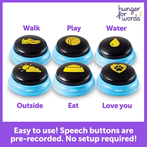 Hunger For Words Talking Pet Essential Words - 6 Piece Set Pre-Recorded Speech Buttons for Dogs, Dog Buttons for Communica...