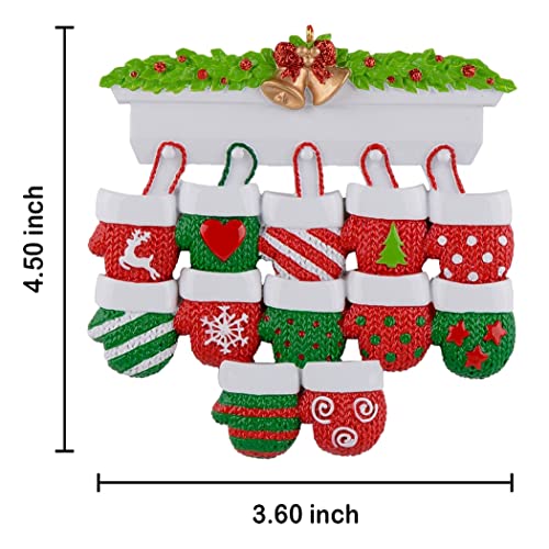 MAXORA Personalized Mitten Family of 12 Christmas Tree Ornament 2025 Family Tradition Christmas Keepsake Gift Collection f...