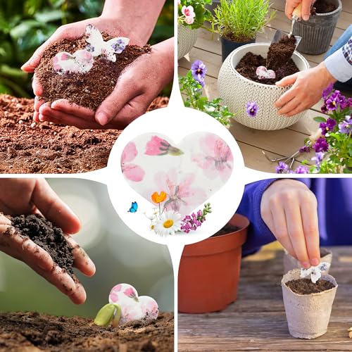 BuggyBeds 60PCS Plantable Seed Paper Hearts Shape – Wildflower Embedded Paper, Unique Gifts for Mothers, Garden Lovers, We...