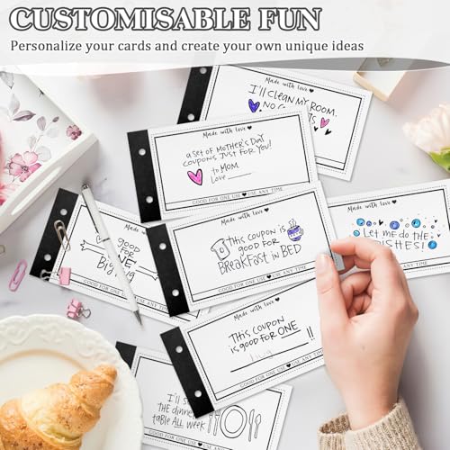 JULEASEL Personalized Coupon Book - 30 Blank DIY Vouchers for All Occasions, Thoughtful Gift for Mom, Grandma, Wife, Girlf...