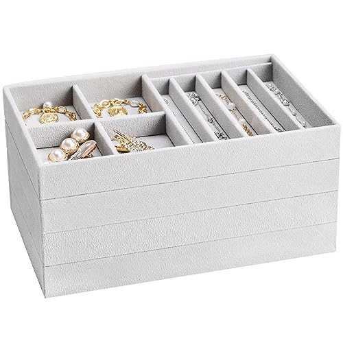 ProCase Stackable Jewelry Organizer Trays for Drawers, Jewelry Drawer Inserts Container Display Case Storage for Earring N...