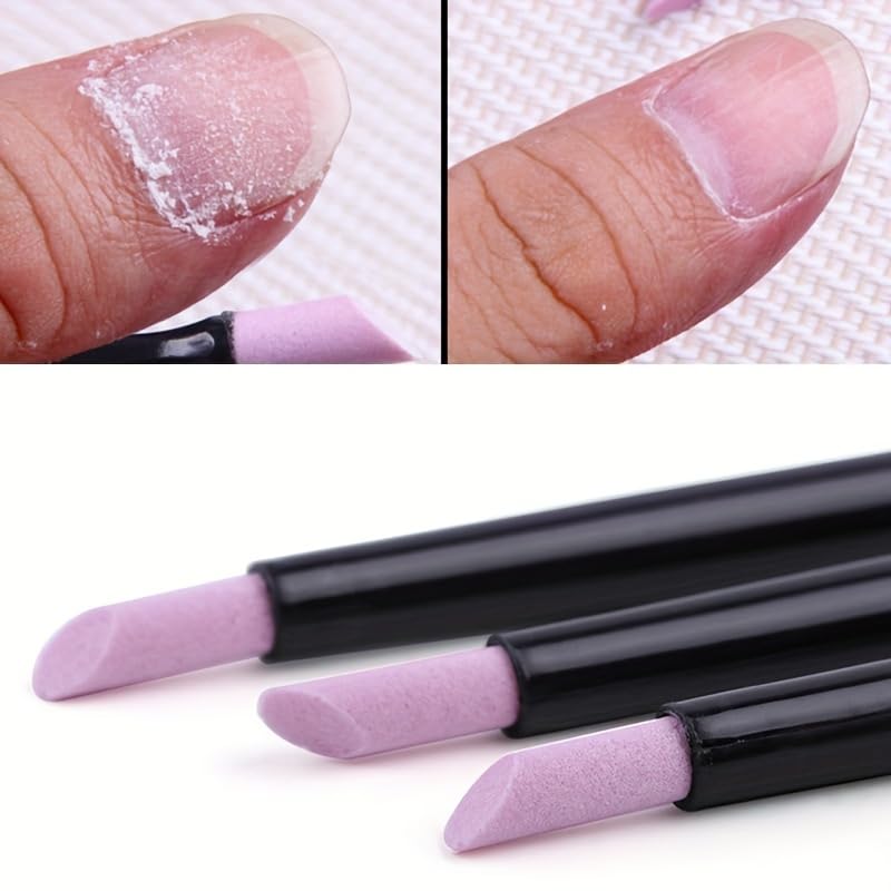 6Pcs Pumice Stone Nail File Cuticle Stone Pusher Nail Sanding Sticks Nail Art Pen Cuticle Remover Trimmer for Household Be...