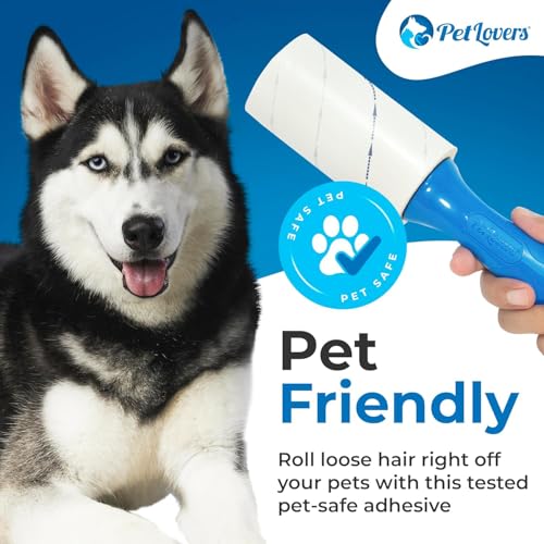 PetLovers Extra Sticky Lint Roller Mega Value Set 450 Sheets for Pet Hair Removal and Clothes, Dog and Cat Lint Remover 5 ...