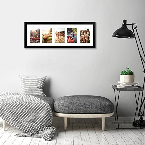 Americanflat 4x6 Collage Picture Frame with Shatter-Resistant Glass - Fits Five 4x6 Photos or Use as One 8x24 Picture Fram...