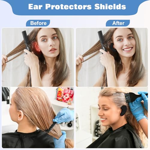 FERNIDA Ear Covers for Hair Dye Dryer Curling Flat Iron, Heat Protection Reusable Silicone Ear Protectors for Salon Home, ...