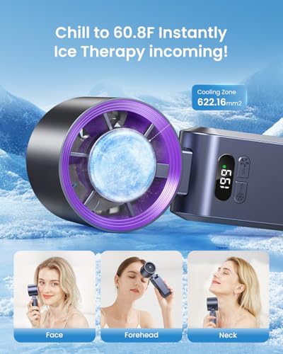Kimguard Handheld Portable Turbo Fan with Ice Cooler, Speed (1-199) Rechargeable Personal Fan[20000 RPM] Small Pocket Fans...