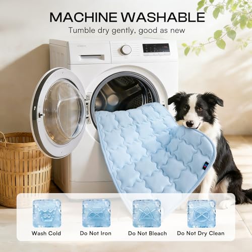 Luciphia Premium Dog Cooling Mat Non-Slip Q-MAX>0.5 Self-Cooling Pad for Medium Pet Indoor Portable Kennel Puppy Bed for S...