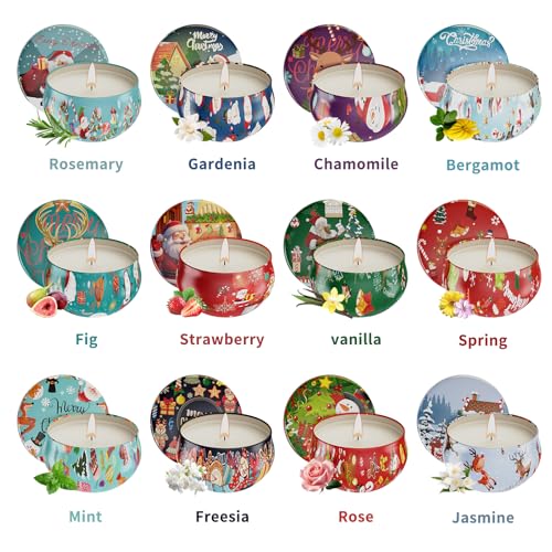 Christmas Candles Gifts Set for Women, Primevolve Scented Candles for 12 Bulk Home Aromatherapy, Strongly Fragrance Long L...