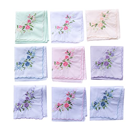 La closure Vintage Floral Cotton Embroidered Ladies Handkerchiefs Pack