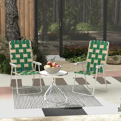 Outsunny Set of 2 Patio Folding Chairs, Classic Outdoor Camping Chairs, Portable Lawn Chair Set for Camping, Garden, Pool,...