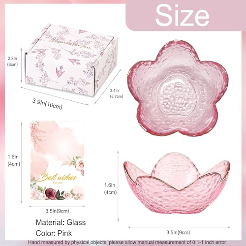 Gifts for Women Pink Flower Ring Dish Glass Jewelry Dish Jewelry Tray Cute Vanity Organizer Room Decor Aesthetic Nightstan...