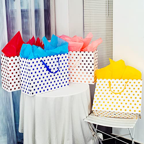 Plauthus 15.7" Extra Large Gift Bags for Presents with Tissue Paper for Birthday Party and Baby Shower (4 Pack, Gold, Rose...