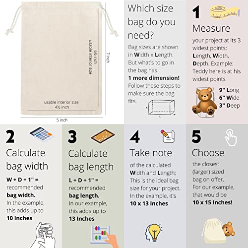 DR Cotton Muslin Drawstring Bags (5x7 Inch - 12-Pack) 100% Natural Unbleached Thick Cotton Bag for Gifts, Favors, Jewelry,...