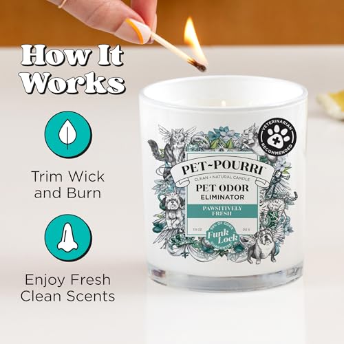 Pet-Pourri Pawsitively Fresh Pet Odor Deodorizer Candle, Burns Up to 45 Hours, Aromatherapy & Air Freshener with Essential...