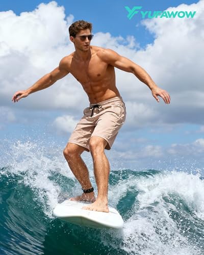 Yufawow Men Swim Trunks with Compression 7 Inches Breathable Liner Quick Dry Zipper Pockets for Board Beach Gym Running