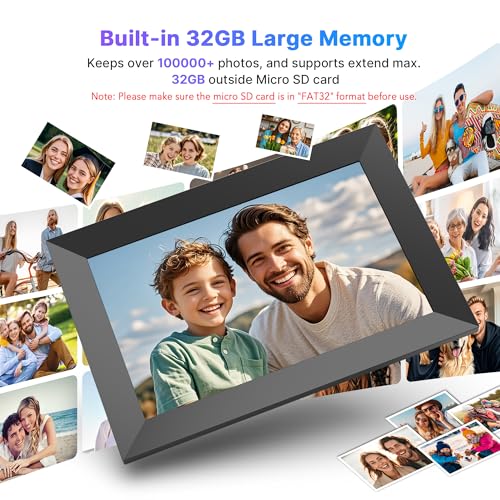Uhale Digital Picture Frame 32GB Storage 10.1 Inch WiFi Electronic Photo Frames SD Card Slot IPS Touch Screen HD Display A...