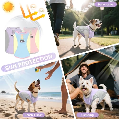 AXIIJGL Dog Cooling Vest with D-Ring Dog Tshirt Sun Protection Small Puppy Clothes for Girls Boys Stretchy Shirts for Dogs...