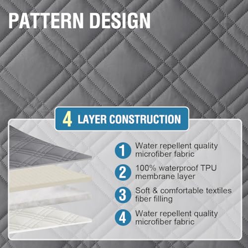 H.VERSAILTEX 100% Waterproof Couch Covers for 3 Cushion Couch Sofa Modern Sofa Slipcovers with Elastic Straps Thick Soft F...