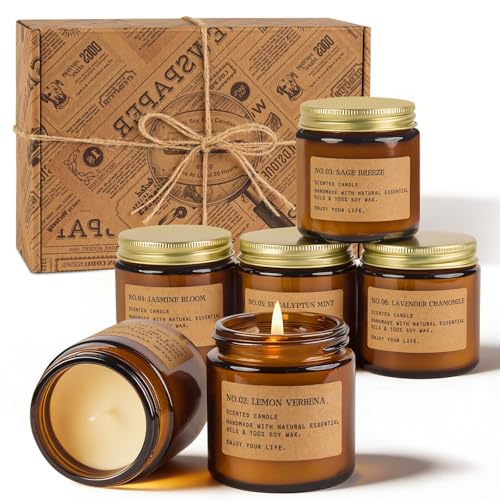 Candles for Home Scented, 6Pack 3.5 Oz Soy Wax Candles Gifts Sets with Sage Breeze & Lavender for Brithday Valentine's Day...
