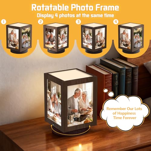 Mixoo 4x6 Picture Frame Light , Vintage Rotating Photo Frame Tabletop Lamp, Touch Desk Lamp for Bedroom Bedside, Table lam...