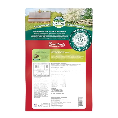 Oxbow Essentials Chinchilla Food, Made with Oxbow Alfalfa, Vitamin & Mineral Rich Food for Chinchillas, Small Animal Pet P...