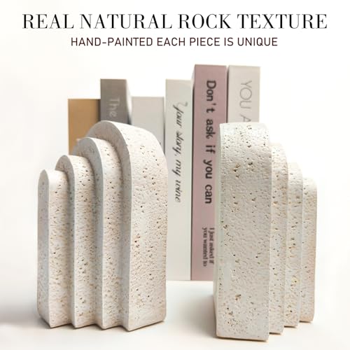 Heavy Duty Book Ends for Shelves, Decorative Book Stopper for Shelves, Resin Decor Bookends for Heavy Books, Modern Home D...
