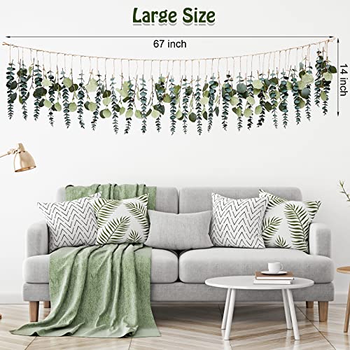Juexica Artificial Hanging Eucalyptus Wall Decor Boho Bedroom Wall Decor with LED String Light for Home Office Farmhouse N...