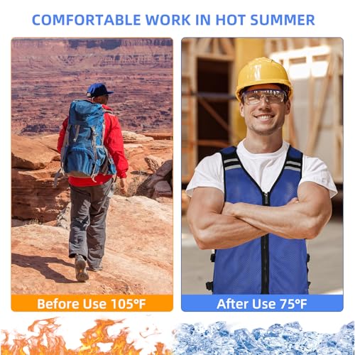 Cooling Vest for Men&Women, Reflective Ice Vest with 32 PCS Ice Packs, Cool Jacket for Hot Weather Summer Workout