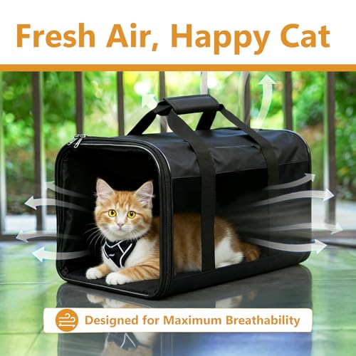 Simple Deluxe Airline-Approved Cat Carrier, 17" x 12" x 12", Soft-Sided Pet Carrier for Cats up to 17 lbs, Durable & Colla...