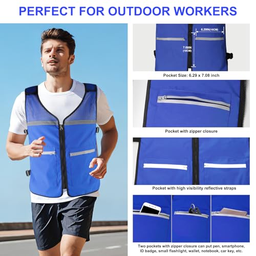 Leetye Mei Cooling Vest for Men&Women, Adjustable Reflective Ice Vest with Pockets, Ice Packs, Cool Jacket for Outdoor Worker