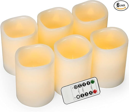 AKU TONPA Flameless Candles Battery Operated Pillar Real Wax Flickering Electric LED Candle Gift Sets with Remote Control ...