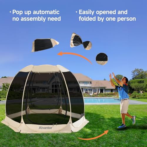 Alvantor Pop Up Screen House Gazebo with Mosquito Netting, Instant UV Resistant Sun Shelter for Patio & Backyard, Portable...