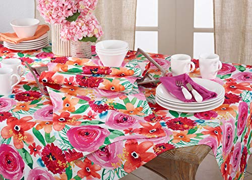 SARO LIFESTYLE Santa Monica Floral Table Napkin (Set of 12), Multi, 20"