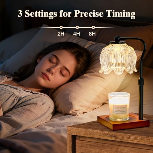 Shevvi Candle Warmer Lamp with Timer, Dimmable Candle Warmer for Jar Candles, Gifts for Women Mom, Height Adjustable Wax M...