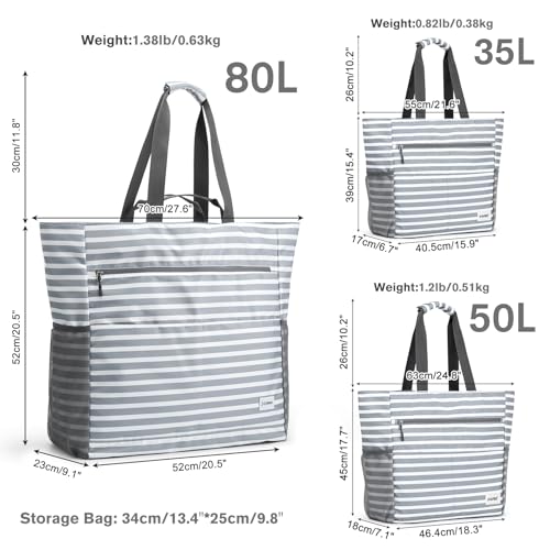 G4Free Beach Bag, Waterproof Sandproof Beach Tote Bag, Large Capacity Foldable for Women