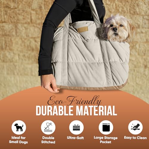 NoblePup Plush Dog Purse Carrier for Small Dogs, Soft Dog Tote Bag with Safety Harness Clip, Cozy Pet Carrier for Dogs Und...