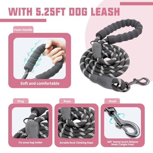 AUROTH Dog Harness and Leash Set, Soft Padded Service Dog Vest with 5.25FT Dog Leash, No Choke, Easy On Pet Vest, Adjustab...