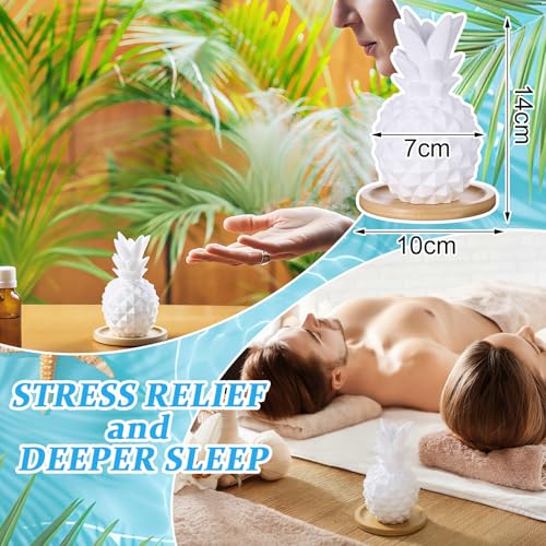 Honeydak Pineapple Passive Essential Oil Diffuser Gifts, Summer Beach Ceramic Diffuser with Wooden Tray for Home Bedroom B...