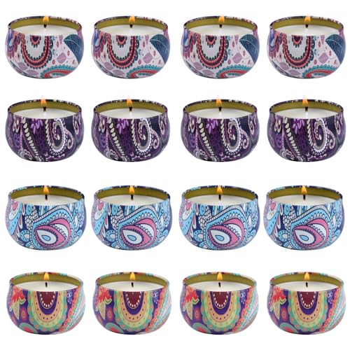 kedtui Scented Candles Gift Set, 16 Pack Aromatherapy Candle, Natural Soy Wax Travel Tin Candles for Home Scented, Ideal f...
