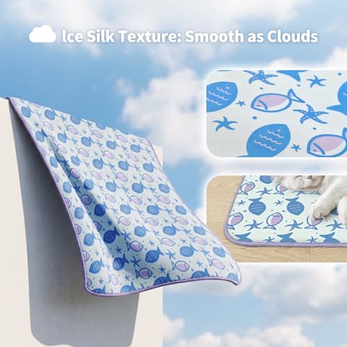NWK Pet Cooling Mat -Q-Max>0.345 Ice Silk Cooling Mat for Dogs & Cats Portable & Washable Pet Cooling Blanket, Car Seats, ...