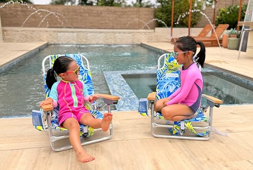 Evolve Heritage Collection Premium Kids Beach Chair w/Wood Arms & Backpack Carry - Ultra-Lightweight, Foldable, Reclining,...