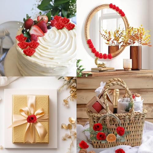 SITUMEIZI 100 Pcs 1.3 inches Mini Red Rose Head Fake Red Roses Artificial Flowers for Home DIY Flower Wall Mother's Day Pa...