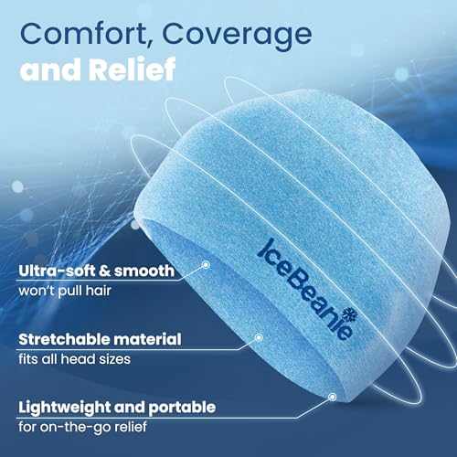 IceBeanie Migraine Relief Cap, As Seen on Shark Tank, Soft & Stretchy Gel Tension Headache Relief Cap, Extended Cooling Ha...