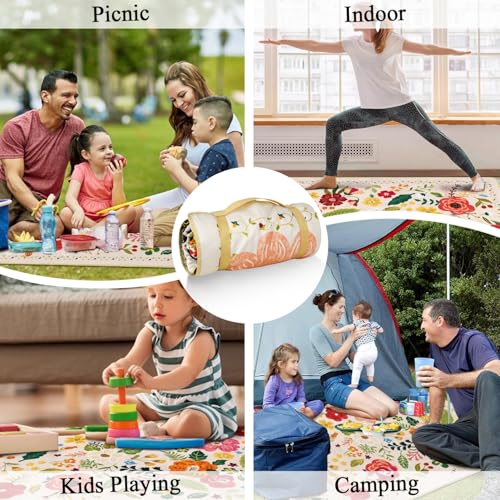 QDJGSDDGM Picnic Blankets Waterproof Foldable Extra Large,80"x 80" Outdoor Beach Blanket Sandproof,3-Layer Lightweight Han...
