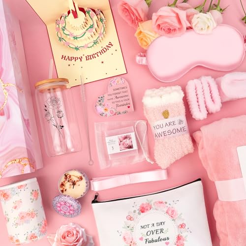 Birthday Gifts for Women, 13pc Valentine Gift Basket for Women Birthday Unique, Spa Basket Care Package Get Well Soon Box ...
