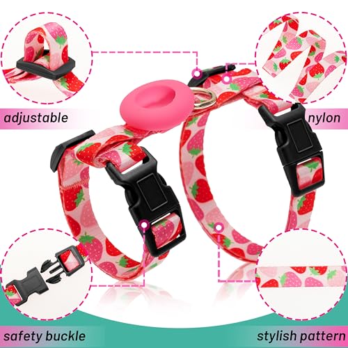Cat Harness and Leash Escape Proof for Walking Travel Outdoor - Cute Strawberry Nylon Adjustable Cute Cat Harness Leash Se...